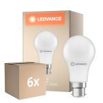 Fordelspakning 6x Ledvance Performance LED Pære B22d Pære matt 8.5W 806lm - 827 ekstra varm hvit | erstatter 60W