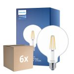 Fordelspakning 6x Philips MASTER Value LED Globe E27 120mm filament klar 5.9W 806lm - 927 ekstra varm hvit | beste fargegjengivelse - erstatter 60W