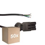 Fordelspakning 50x Noxion GST - Kompatibel Strømforsyningskabel Svart - Male + Åpne ender - 2m - 3 pole 0,75mm2