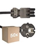 Fordelspakning 50x Noxion GST-Kompatibel Strømforsyningskabel - Female + Schuko Europlug - Svart 1.5m - 3 pole 0.75mm2