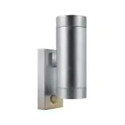 Nordlux Tin Veggbelysning Metall og Glass Grå Up & Down | 76mm - IP54 - Egnet for 2x GU10 - Bevegelses- og Lyssensor