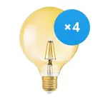 Fordelspakning 4x Ledvance Vintage 1906 LED E27 Gull 4W 410lm - 824 Ekstra Varm Hvit | Erstatter 40W