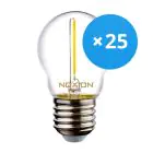 Fordelspakning 25x Noxion Lucent LED E27 Ball filament klar 1.4W 136LM - 827 ekstra varm hvit | erstatter 15W