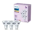 Fordelspakning 3x Philips LED Spot GU10 PAR16 4W 255lm 36D - 827 Ekstra Varm Hvit